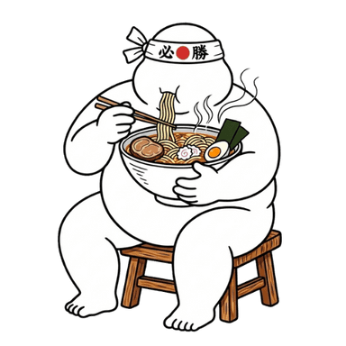 Mascota comiendo ramen